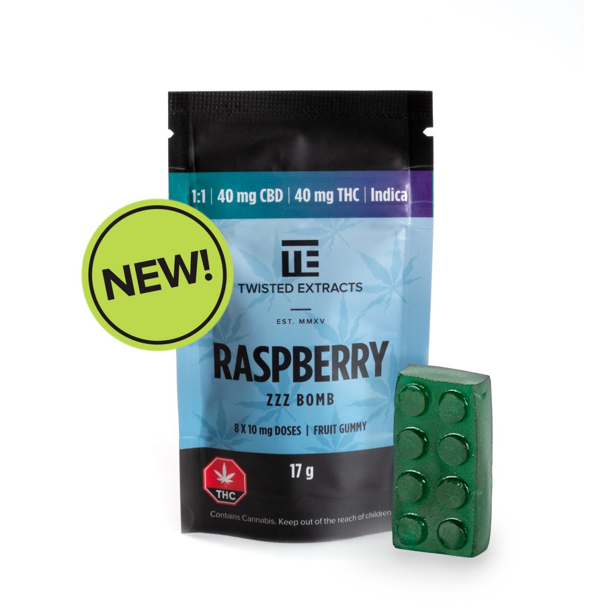 Blue Raspberry 1:1 Zzz Bomb (40mg THC + 40mg CBD)