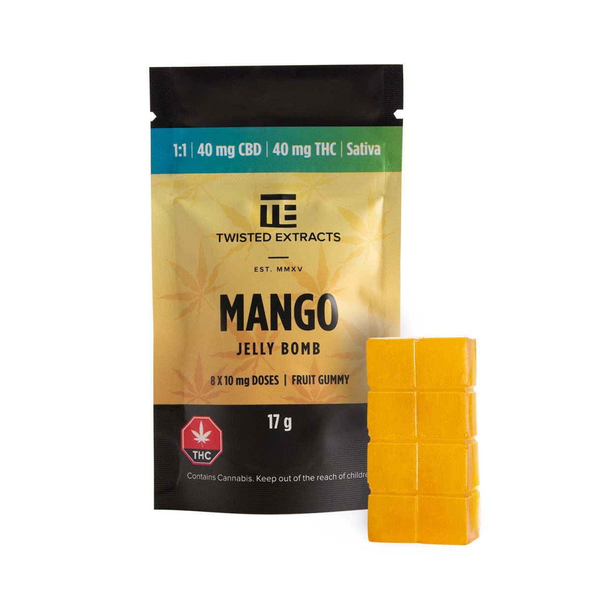 Mango 1:1 Jelly Bomb (40mg THC:40mg CBD)