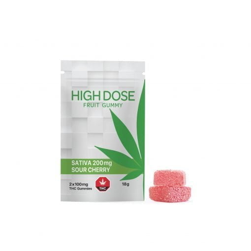 High Dose - Sour Cherry Sativa Gummies (200mg THC)