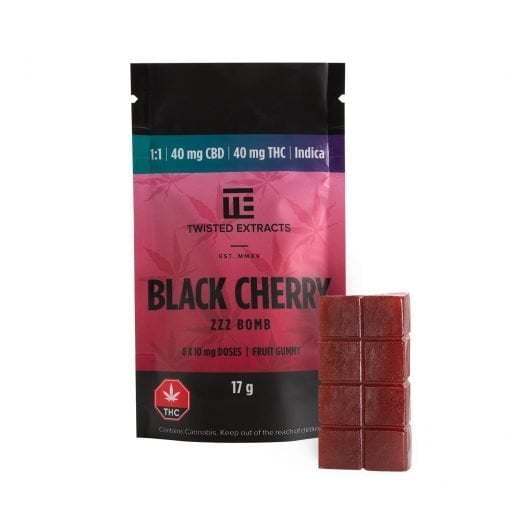 Twisted Extracts ? Black Cherry 1:1 Zzz Bomb (40mg THC + 40mg CBD)