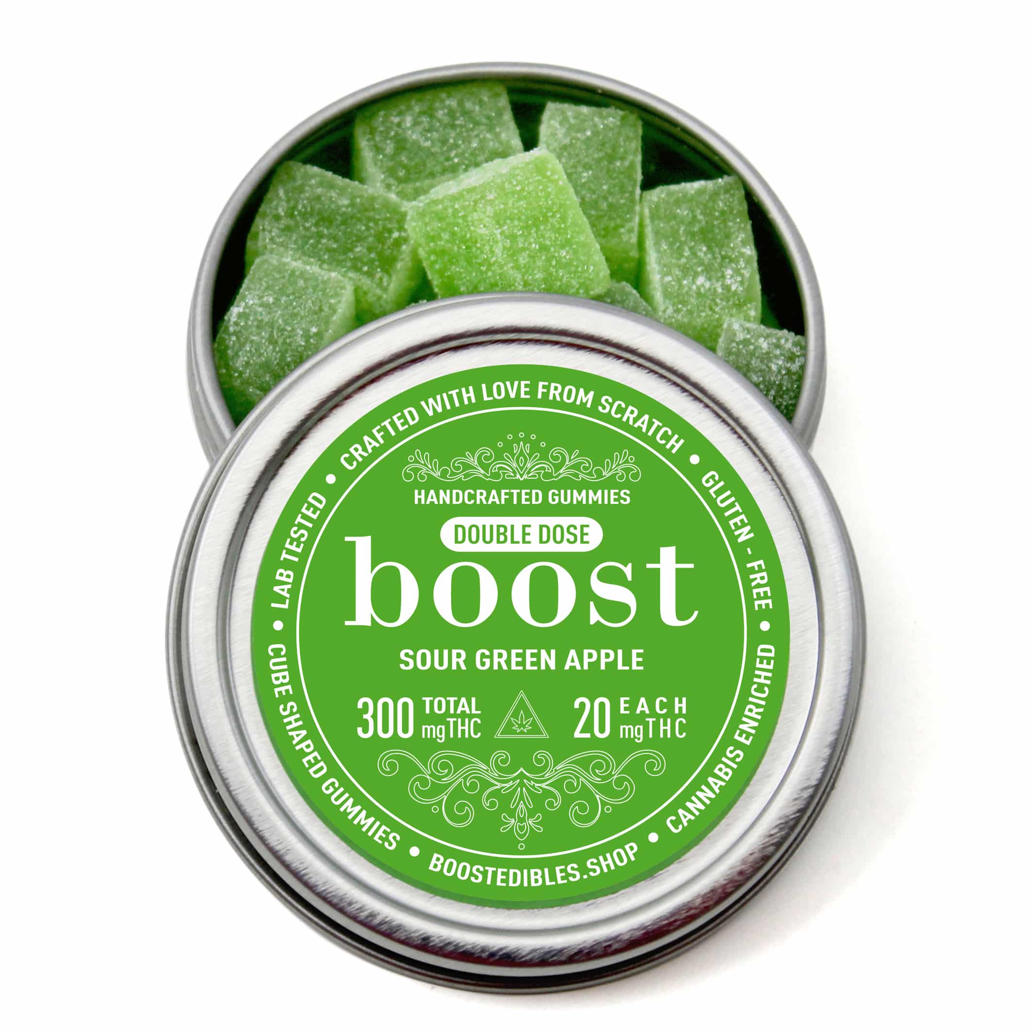Boost Edibles Gummy - Sour Green Apple (300mg THC)