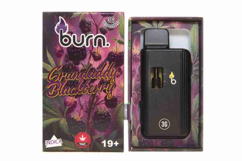 3 Gram Burn Disposable Vapes – Granddaddy Blackberry (Indica) (3 Gram)
