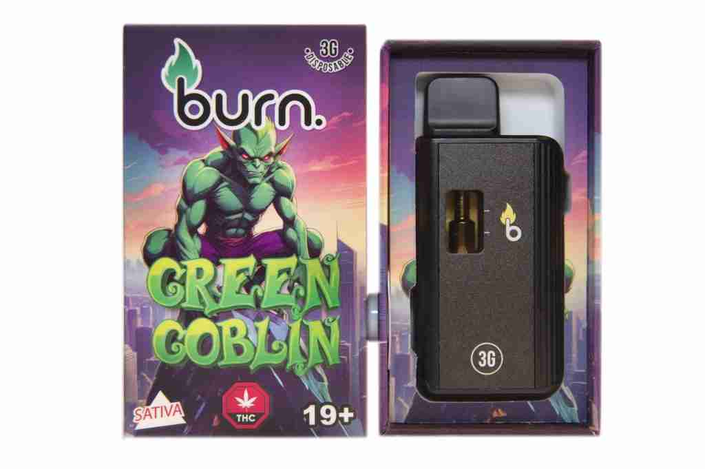 3 Gram Burn Disposable Vapes – Green Goblin (Sativa) (3 Gram)