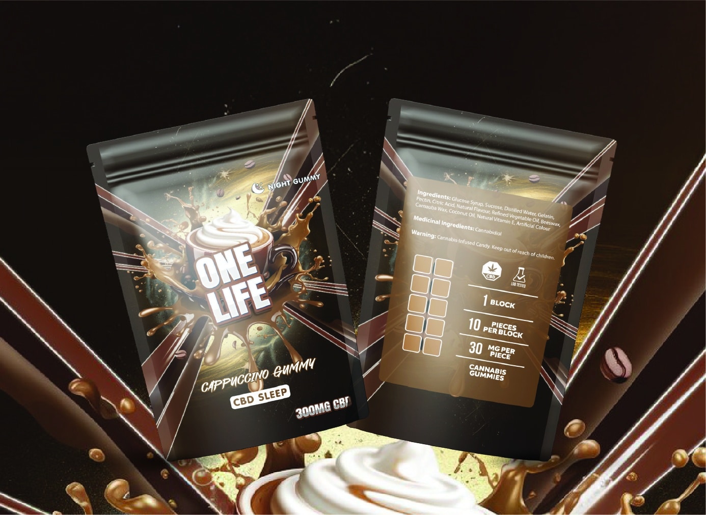 One Life Edibles – Cappuccino Gummy – (300mg CBD + 100mg Melatonin)